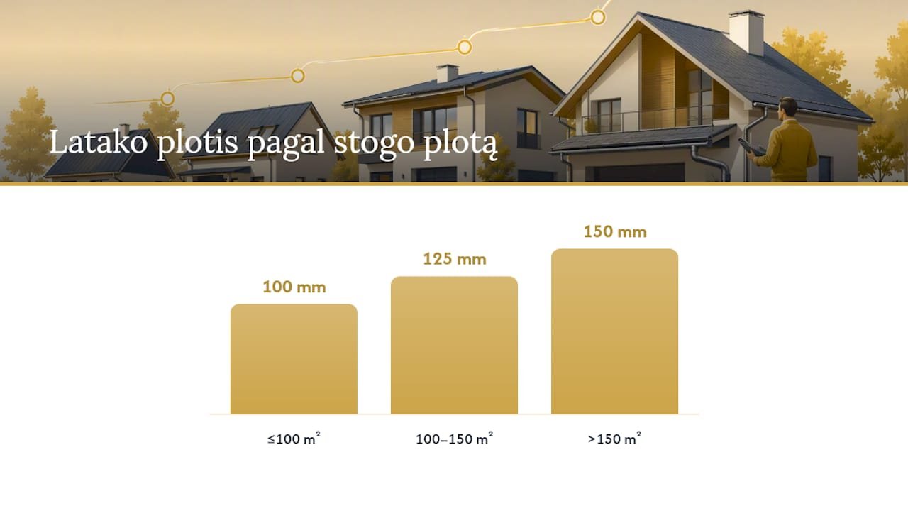 Latako ir lietvamzdžio skersmens skaičiavimo schema